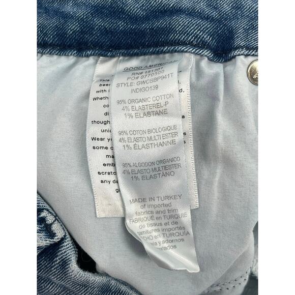 Good American Good Waist Crop Distressed Medium Wash Indigo 139 jeans size 2/26 - Picture 4 of 7